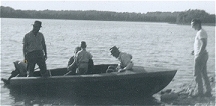 Fishing: Dad, Jim and Ian Grant, Grampa Hillman, Bill