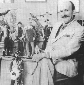 The late Bill Hooper seated among his Prune mannequins