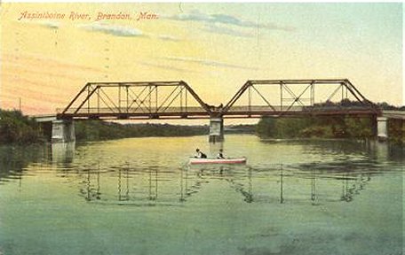 Assiniboine River and Bridge 1909