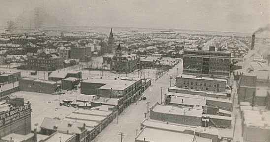 Looking south on 9 st. ~ St. Pauls Church ~ City Hall ~ Prince Edward Hotel ~ Hydro Chimney