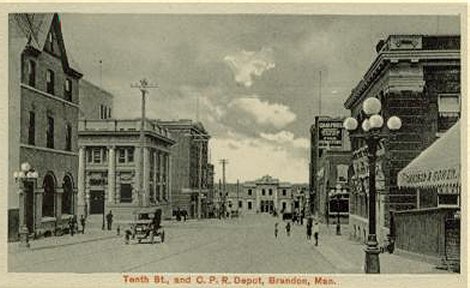 Tenth Street and CPR Depot - looking north