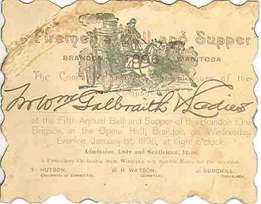 Invitation to the Fireman's Ball 1896