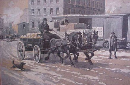 Hider painting of Bain Wagon - Massey Harris