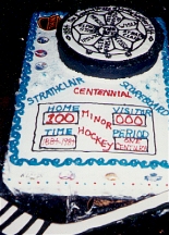 Strathclair Centennial Cake with Official Logo and Hockey Theme