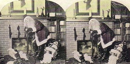 Santa Claus filling stockings