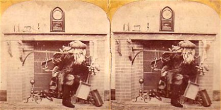 Santa in the fireplace ~ 1870s